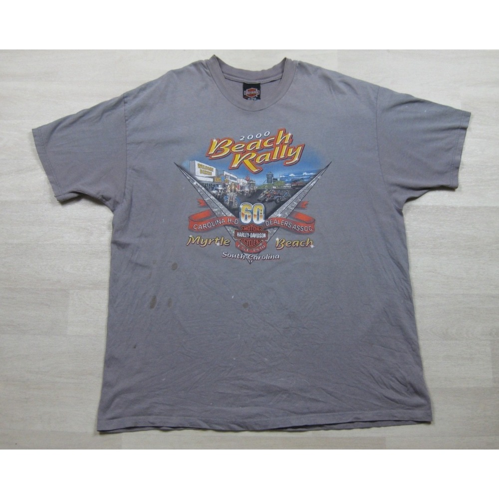 Vintage Y2K Harley Davidson Motorcycles T Shirt (2X) Beach Rally South Carolina